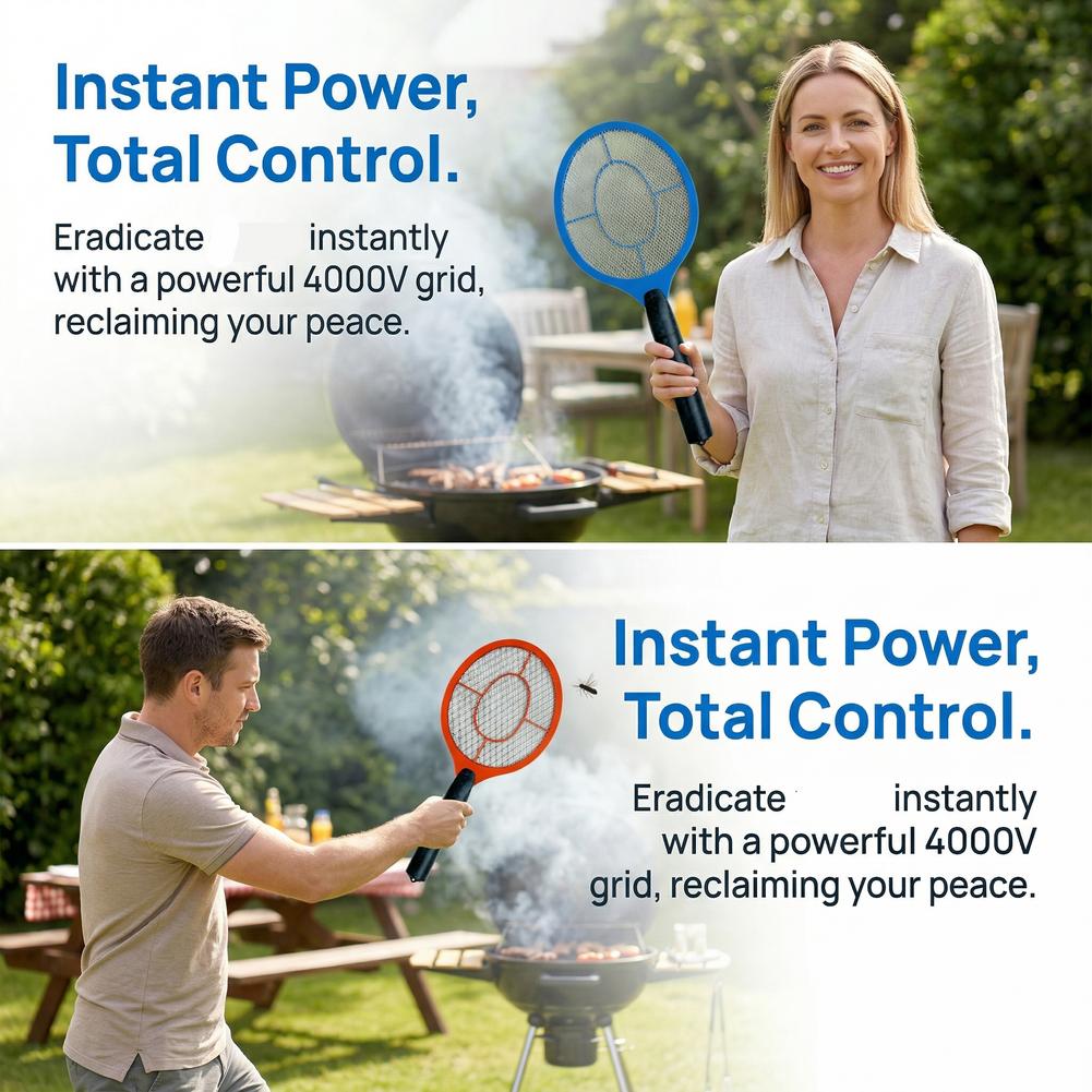 Outdoor Power Usa - ไม้ตียุงไฟฟ้าแบบใช้แบตเตอรี่ พร้อมตะแกรงป้องกันอันตราย สำหรับใช้ในบ้าน นอกบ้าน และตั้งแคมป์