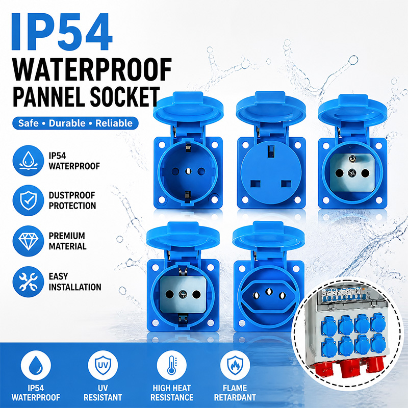 Outdoor Power Usa - IP54 16A ปลั๊กไฟอุตสาหกรรมแบบกันน้ำ ปลั๊กไฟติดผนัง ปลั๊กไฟอเนกประสงค์ EU