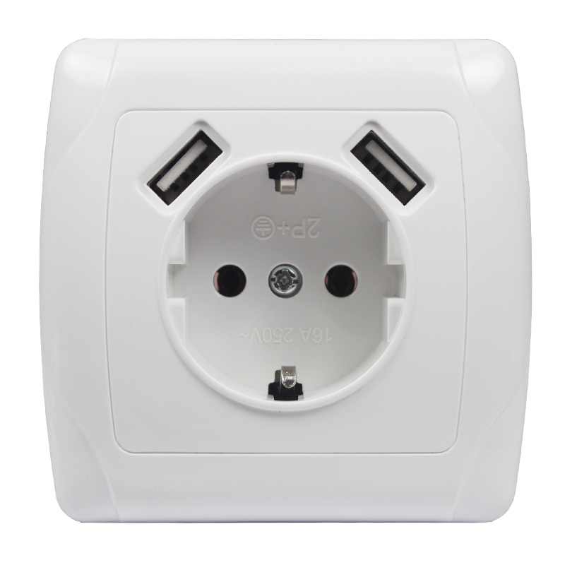 Outdoor Usb Power Strip - เต้ารับไฟฟ้าติดผนัง 5V2A มาตรฐาน EU พร้อมช่องเสียบ USB