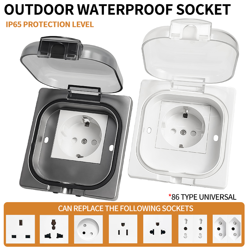 Outdoor Power Usa - เต้ารับไฟฟ้ากันน้ำกลางแจ้งมาตรฐาน IP65, แผงติดผนังกำลังสูง 16A, เต้ารับไฟฟ้าแบบ US/ไทย