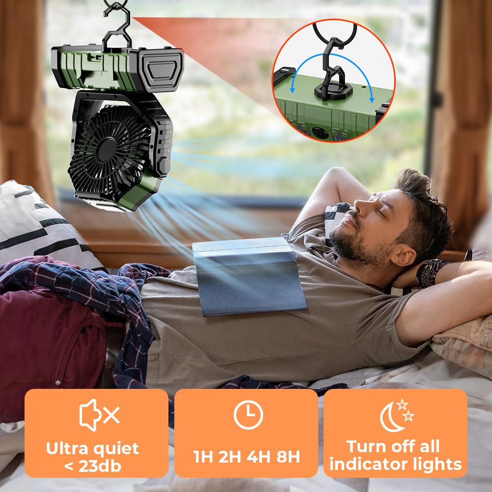 พัดลมตั้งแคมป์ 20000mAh พัดลมแ - Outdoor Power Usa บทวิจารณ์และราคา