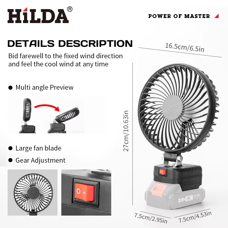 พัดลมไฟฟ้า HILDA แบบพกพาไร้สาย - Outdoor Power Usa บทวิจารณ์และราคา