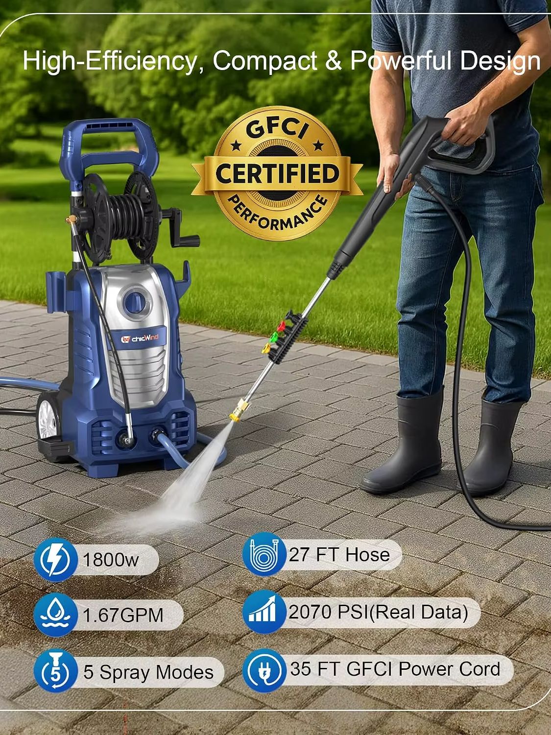 เครื่องฉีดน้ำแรงดันไฟฟ้า 2070  - Outdoor Power Washer บทวิจารณ์และราคา